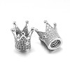 Brass Micro Pave Cubic Zirconia Crown Beads ZIRC-M069-14P-NR-1