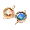 CCB Plastic Frame with Polymer Clay Flower Beads Flat Round Links Connector Charms KK-D103-03G-2