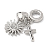 Brass Micro Pave Clear Cubic Zirconia European Dangle Charms KK-D502-13C-P-2