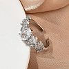 Brass Micro Pave Cubic Zirconia Cuff Open Rings RJEW-C163-25B-P-3