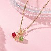 3 Cube Faceted Glass Pendant 304 Stainless Steel Cable Chain Necklaces for Women NJEW-JN05711-02-2