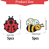 CHGCRAFT 10Pcs 2 Style Ladybug & Bees Iron on Cloth Patches PATC-CA0001-11-2