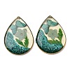 Brass & Transparent Epoxy Resin & Dried Flower Pendants RESI-G133-05G-02-1