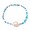 Glass with Dyed Synthetic Turquoise Beaded Stretch Bracelets BJEW-JB11031-01-1