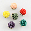 12PCS Mixed Brass Resin Flower Jewelry Snap Buttons X-RESI-S060-M-1