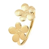304 Stainless Steel Flower Cuff Bangles for Women BJEW-A154-02B-G-2