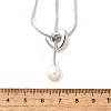 304 Stainless Steel Round Shell Pearl Pendant Lariat Necklaces for Women NJEW-U031-03P-3