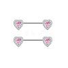 304 Stainless Steel Pink Cubic Zirconia Nipple Rings WGE5BE3-11-1