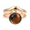 Round Natural Tiger Eye Finger Rings RJEW-N046-10D-1