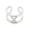 Clear Cubic Zirconia Initial Letter Open Cuff Ring RJEW-A012-01P-X-1