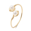 Copper Wire Wrapped Natural Cultured Freshwater Pearl Open Ring RJEW-JR00628-5