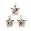 Brass Cubic Zirconia Charms KK-O119-17G-2