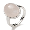 Natural Rose Quartz Oval Adjustable Rings RJEW-K371-07S-23-2