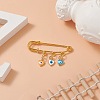 Rack Plating Brass Enamel Heart with Evil Eye Charms Safety Pin Brooch JEWB-BR00090-5