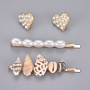 Iron Hair Clip and Stud Earrings Jewelry Sets SJEW-E331-07-1