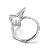 Rhodium Plated 925 Sterling Silver Finger Ring Components STER-F048-03P-3