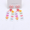 Heart & Pencil Acrylic Stud Dangle Earrings FS-WG3499D-03-1