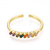 Brass Micro Pave Cubic Zirconia Cuff Rings for Women KK-T070-109-2