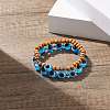 2Pcs 2 Style Natural Wood & Resin Evil Eye Round Beaded Stretch Bracelet with Synthetic Hematite BJEW-JB08096-2