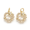Brass Micro Pave Cubic Zirconia Charms KK-F774-09G-NR-1
