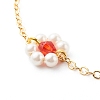 Shell Pearl & Acrylic Beads Flower Link Bracelets BJEW-TA00003-01-4