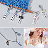 Acrylic Beaded Word RS/WS Pendant Locking Stitch Markers with Alloy Bowknot HJEW-PH01886-5