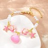 Ocean Brass Enamel Starfish Shell Shape Charm Bracelets for Women KK-CBA68DA-16G-04-1