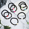 8Pcs 8 Colors Dyed Synthetic Turquoise Cross Beaded Stretch Bracelets Set BJEW-FI0001-27-5