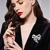 1Pc Bowknot Alloy Rhinestone Lapel Pins for Clothes JEWB-CP0001-43-6
