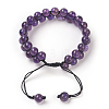 Adjustable Natural Amethyst Braided Bead Bracelets BJEW-E351-01F-2