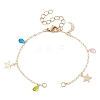 Star & Moon Brass Link Chain Bracelet Making AJEW-JB01150-33-1