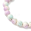 6Pcs 6 Colors Baking Paint Synthetic Turquoise Round & Tortoise Beads Stretch Bracelets for Men Women BJEW-JB12340-6