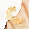 Brass Flower Cuff Bangles for Women BJEW-A090-01G-3