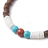 Summer Beach Round Natural Red Jasper & Synthetic Turquoise & White Shell & Coconut Beaded Bracelets BJEW-JB10813-3