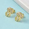 Brass Micro Pave Clear Cubic Zirconia Stud Earrings EJEW-A145-03A-G-2
