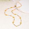 Bohemian Beach Vacation Brass Enamel Sunflower Handmade Link Chain Necklaces Women's Date Gift HM4276-7