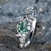 Oval & Leaf 925 Sterling Silver with Moss Agate Finger Rings FS-WGF1EFD-05-1