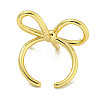 Rack Plating Brass Bowknot Open Cuff Rings for Women RJEW-F162-09G-3