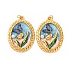 304 Stainless Steel Enamel Pendants STAS-U061-48G-01-1