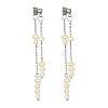 Natural Pearl Beaded Tassel Dangle Stud Earrings EJEW-JE05514-02-1