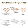 20Pcs 2 Colors Alloy Crystal Rhinestone Links ALRI-PH0001-22-5