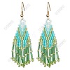 3 Pairs 304 Stainless Steel Glass Seed Beads Tassel Dangle Earrings EJEW-FS00071-1