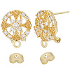 Beebeecraft 4 Pairs Brass Micro Pave Cubic Zirconia Flower Stud Earring Findings KK-BBC0008-01-1