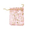 Gold Stamping Rose Flower Rectangle Organza Gift Bags OP-L006B-01-3