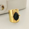 204 Stainless Steel with Natural Obsidian Cuff Rings FS-WG1A4E8-08-1