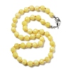 8mm Faceted Round Natural Butter Jade Beaded Necklaces NJEW-F327-01A-03-1