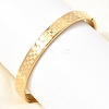 304 Stainless Steel Tartan Textured Hinged Cuff Bangles for Women SA-CBAC920-10G-3