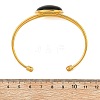 Natural Mixed Gemstone Flat Round Brass Hollow Cuff Bangles for Women BJEW-JB14330-02-5