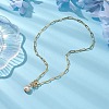 Round Natural Freshwater Pearl Copper Wire Wrapped Pendant Necklaces NJEW-JN04948-2