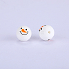 Christmas Printed Round with Snowman Pattern Silicone Focal Beads SI-JX0056A-118-1